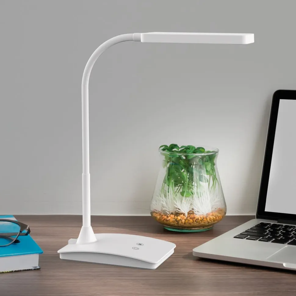 LED-skrivebordslampe MAULpearly, hvid, 38 cm, dæmpbar, CCT
