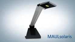 LED-skrivebordslampe MAULsolaris, sølv, højde 64 cm