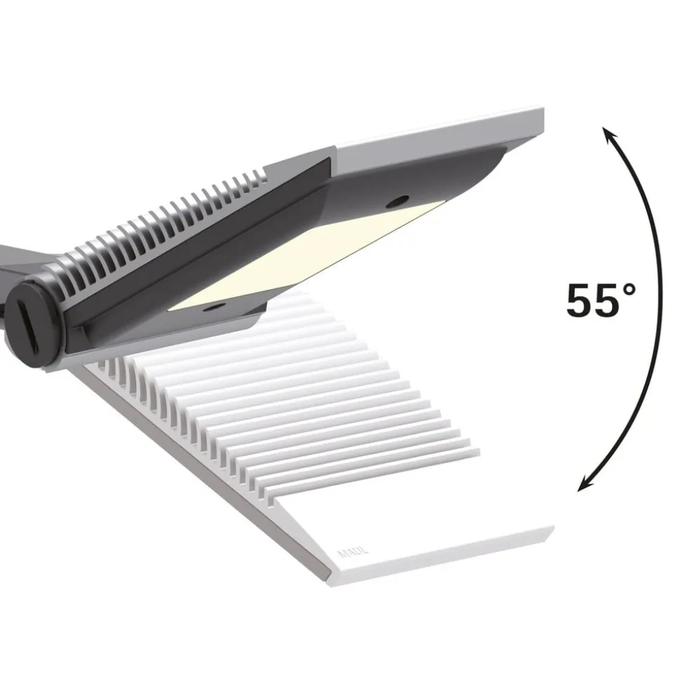 LED-skrivebordslampe MAULsolaris, sølv, højde 64 cm