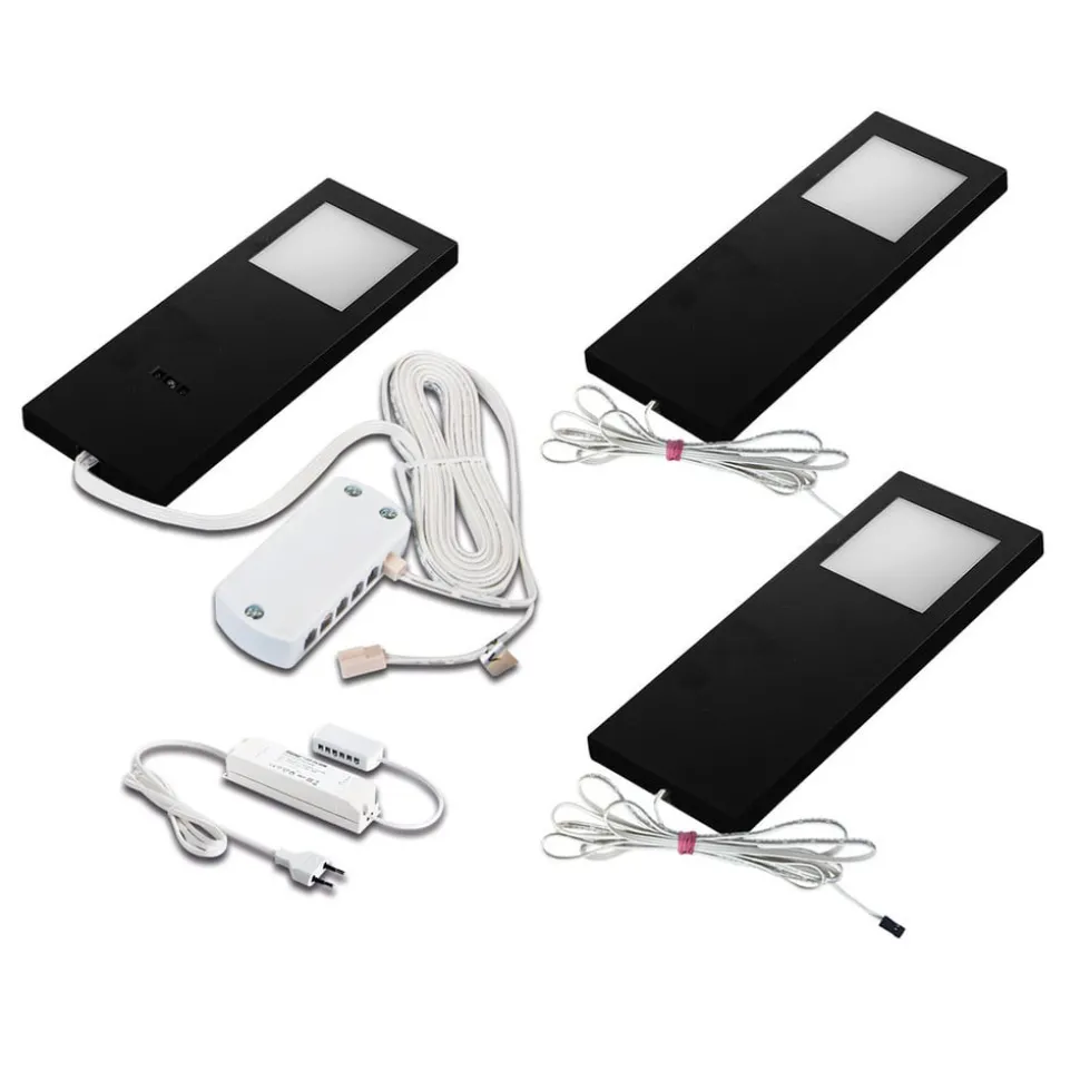 LED Slim-Pad F underskabslampe 3 stk. 4.000 K sort