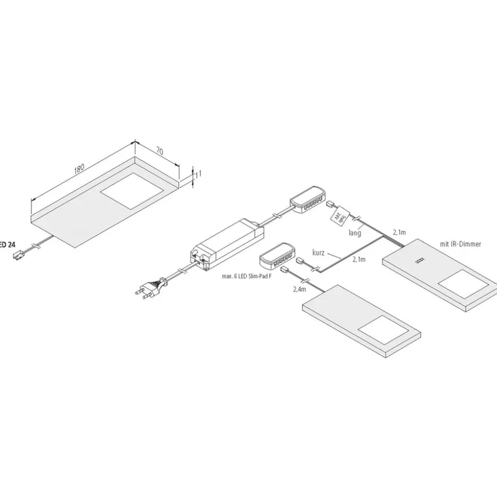 LED Slim-Pad F underskabslampe 3 stk. 4.000 K sort