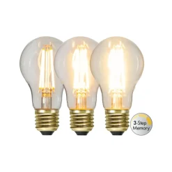 LED Soft Glow Memory, E27, 6,5 W, 2.100 K, dæmpbar, glødetråd