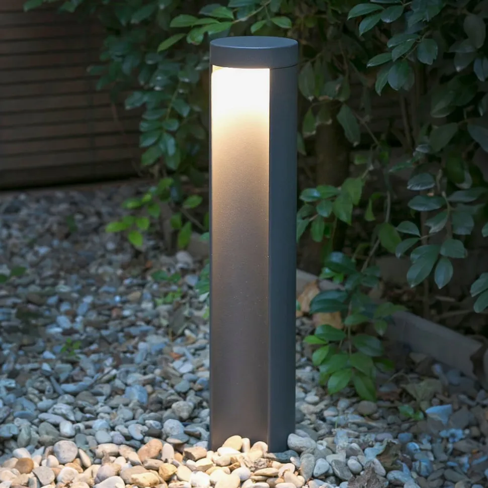 LED-sokkellampe Chandra, mørkegrå, aluminium, højde 45 cm