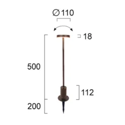 LED-sokkellampe Tango rustbrun, højde 50 cm metal, jordspyd