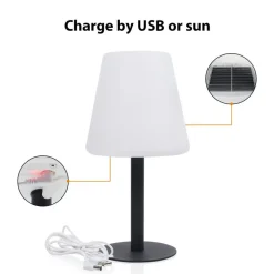 LED-solcellebordlampe OSL-50012 med genopladeligt batteri og USB-kabel