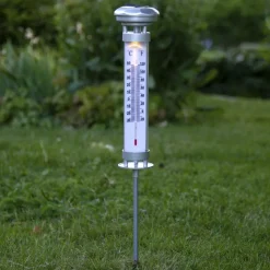 LED-solcellelampe Celsius, udendørstermometer