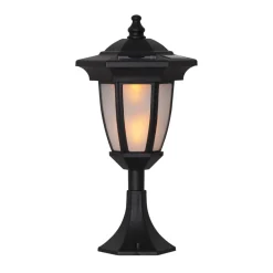 LED-solcellelampe Flame, 4-i-1, sort