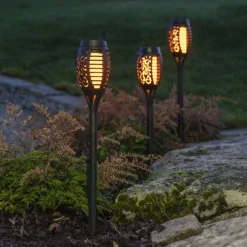 LED-solcellelampe Flame Mini i sæt af 3