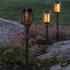LED-solcellelampe Flame Mini i sæt af 3