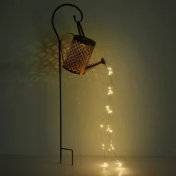 LED-solcellelampe 336523, guld, vandkande, jordspyd, metal
