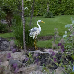 LED-solcellelampe Heron som en hejre figur