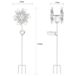 LED-solcellelampe 36578, jordspyd, rustbrun, metal, glas