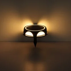 LED-solcellelampe 36506, jordspyd, væglampe, sort, aluminium