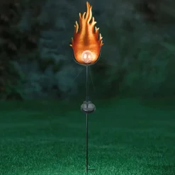 33472 LED-solcellelampe med metalflamme