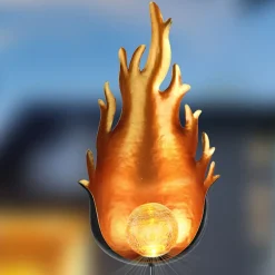 33472 LED-solcellelampe med metalflamme