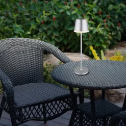 LED-solcellelampe, metal, sølvfarvet, højde 41 cm, IP44