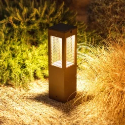LED-solcellelampe på piedestal Tradition Sensor Corten 40 cm