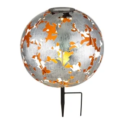 LED-solcellelampe 36749S kugle Ø 27 cm, sølv, jordspyd