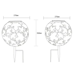 LED-solcellelampe 36749S kugle Ø 27 cm, sølv, jordspyd