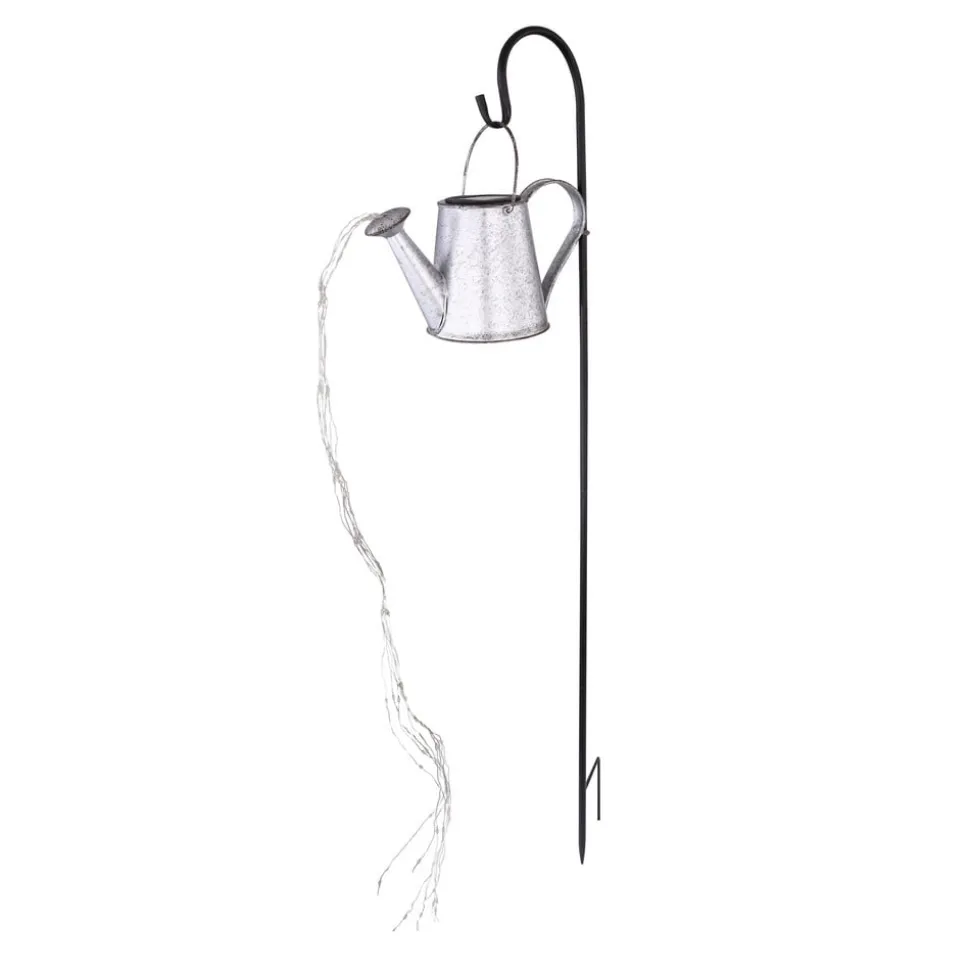LED-solcellelampe 33652, sølv, vandkande, jordspyd, metal