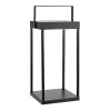 LED-solcellelanterne Pure, sort, USB, metal, højde 42 cm