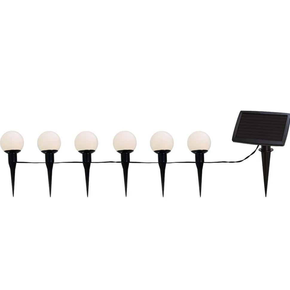 LED-solcellelyskæde combo, 6 lyskilder, IP44, plast