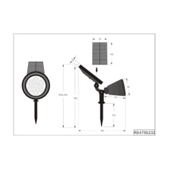LED-solspotlight Festival, sort mat, RGB, sensor