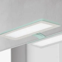 LED-spejllampe Nikita, akvamaring/stålgrå