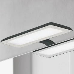 LED-spejllampe Nikita, sort/stålgrå