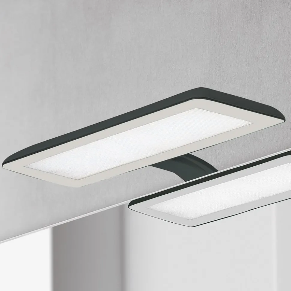 LED-spejllampe Nikita, sort/stålgrå