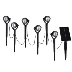 LED-spot med jordspyd NOMI, sort, 6 stk. sæt, IP44