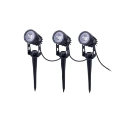 LED-spot med jordspyd SPOTI, sort, 3-sæt, IP44
