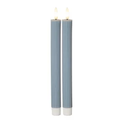 LED-stage Flamme Stripe, blå, 25 cm, voksbatteri sæt med 2 stk