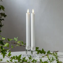 LED-stage Flamme Stripe, hvid, 25 cm, voksbatteri sæt med 2 stk