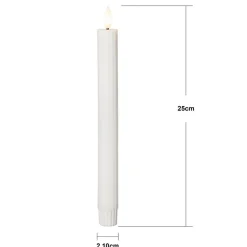 LED-stage Flamme Stripe, hvid, 25 cm, voksbatteri sæt med 2 stk