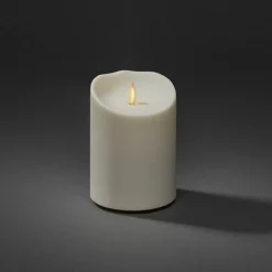 LED stearinlys IP44 cremehvid smeltet højde 14 cm