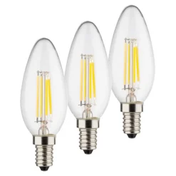 LED stearinlyspære E14 4W 2.700K Filament sæt med 3 stk