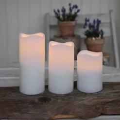 LED stearinlys, sæt med 3 til udendørs