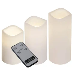 LED stearinlys, sæt med 3 til udendørs