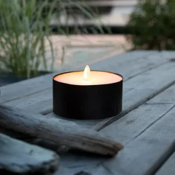 LED stearinlys Torch Candle sort metal/voks batteridrevet