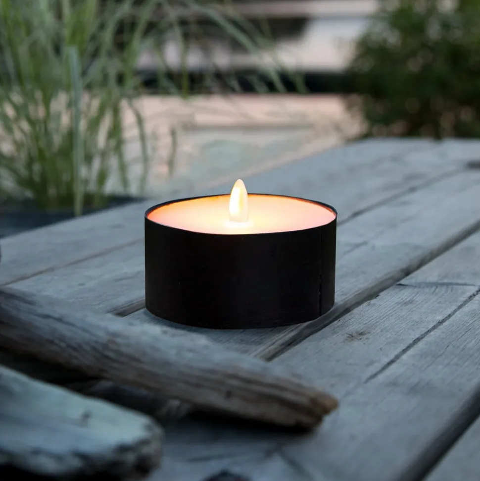 LED stearinlys Torch Candle sort metal/voks batteridrevet