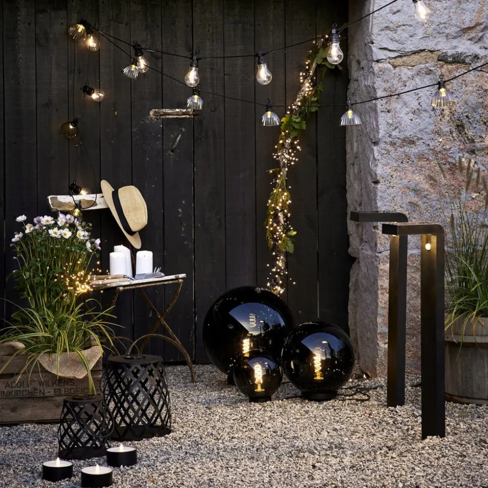 LED stearinlys Torch Candle sort metal/voks batteridrevet