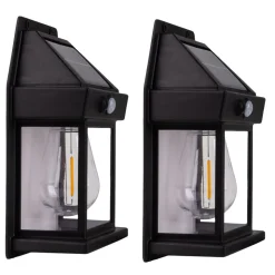 LED-udendørs væglampe Mira, sensor, sort, 2 stk. IP44