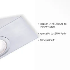 LED underskabslampe Theo, firkantet, sæt med 3 stk