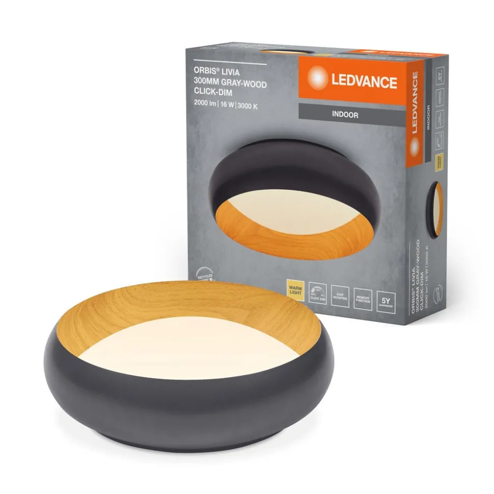 LEDVANCE LED-loftlampe Orbis Livia Ø 30 cm, grå, metal