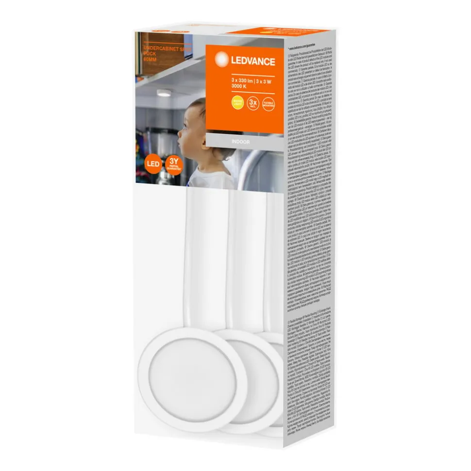 LEDVANCE Undercabinet Puck LED-møbelspot, 3, hvidt
