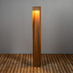 LED-vejlampe Rho, rustfarvet, højde 100 cm, metal, IP54