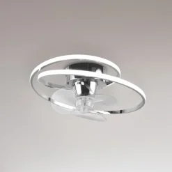 LED-ventilator Umea, krom, DC, støjsvag, Ø 50 cm, CCT, fjernbetjening