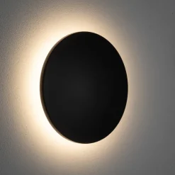 LED-væglampe Aria M, sort, aluminium, Ø 18 cm