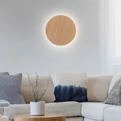 LED-væglampe batteri Puntua Ø 25 cm trælook